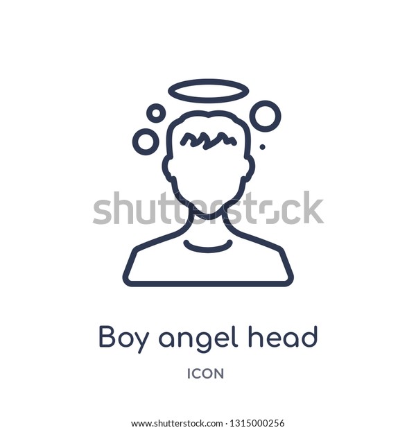 Boy Angel Head Icon People Outline Stock Vector (Royalty Free ...