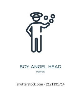 boy angel head thin line icon. angel, boy linear icons from people concept isolated outline sign. Vector illustration symbol element for web design and apps.