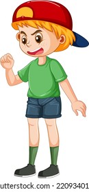 A boy with angry face cartoon character illustration