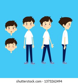 boy for animation in different poses and different facial expressions