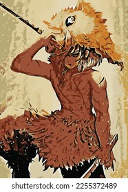 Boy Anime Samurai Character Poster Image