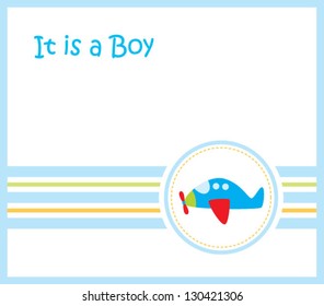 it is a boy announcement card with airplane design