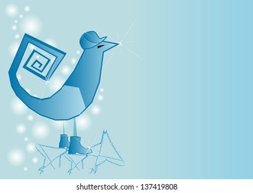 it's a boy announcement card with bird with hat
