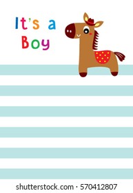 it is a boy announcement card with horse
