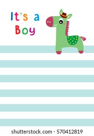 it is a boy announcement card with horse