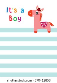 it is a boy announcement card with horse