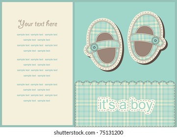 boy announcement card. vector illustration