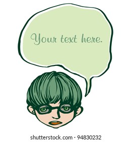 A boy announcement with speech bubble