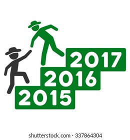 Boy Annual Help vector icon. Style is bicolor flat symbol, green and gray colors, rounded angles, white background.