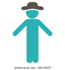 Boy Apology vector icon. Style is bicolor flat symbol, grey and cyan colors, rounded angles, white background.