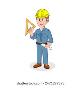 Personaje de dibujos animados de Boy Architect Ilustración vectorial