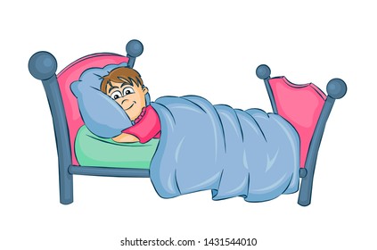 Boy Asleep Bed Vector Colorful Vector Stock Vector (Royalty Free ...