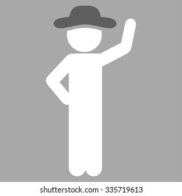 Boy Assurance vector icon. Style is bicolor flat symbol, dark gray and white colors, rounded angles, silver background.