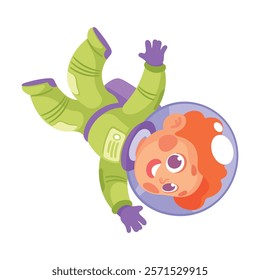 Boy Astronaut Character in Outer Space Exploring Universe Vector Illustration