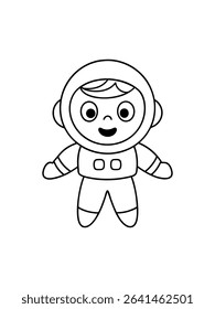 boy astronaut floating space coloring page 