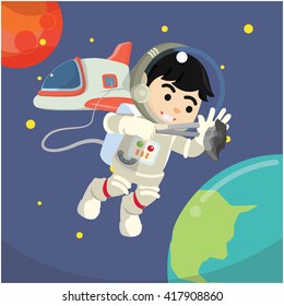 boy astronaut in outer space