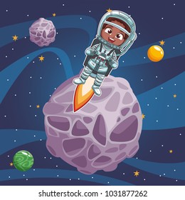 Boy astronaut in the space