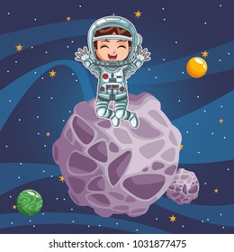 Boy astronaut in the space