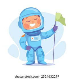 Boy Astronaut in Spacesuit as Child Profession Vector Illustration