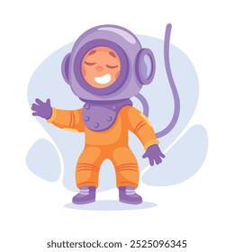 Boy Astronaut in Spacesuit as Child Profession Vector Illustration