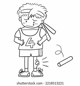 Boy Athlete Injury Cartoon Doodle Kawaii Anime Coloring Page Cute Illustration Drawing Clip Art Character Chibi Manga Comics