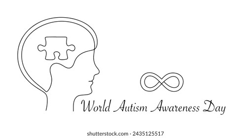 Boy with autism. A neurodevelopmental disorder with impaired social function. Puzzle and infinity as symbols of autism. Images produced without the use of any form of AI software at any stage.