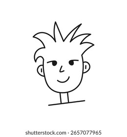 Boy avatar character head, cartoon online face, doodle art