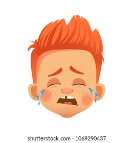 Boy avatar. Facial expression. Redhead boy vector illustration