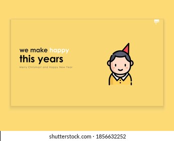 boy avatar on a yellow Christmas greeting card