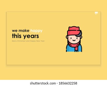 boy avatar on a yellow Christmas greeting card
