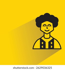 Avatar del muchacho con la sombra sobre fondo amarillo