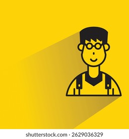 Avatar del muchacho con la sombra sobre fondo amarillo