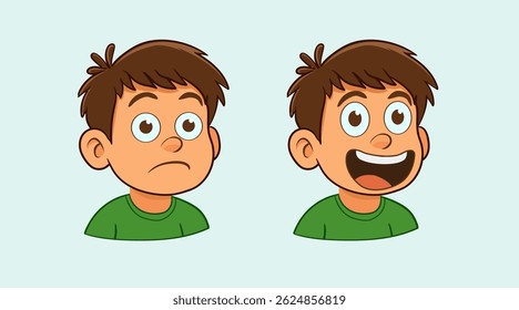 A boy avatar vector illustration with brown hair and an orange shirt, A school boy character vector illustration