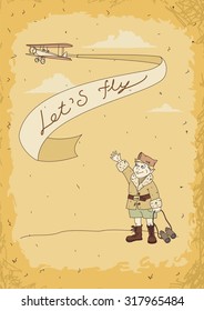 boy aviator in retro style vector illustration