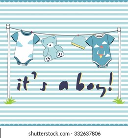 It's a boy - baby announcement card -