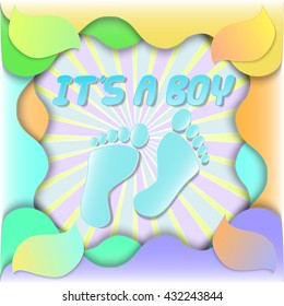 It's a Boy. Baby arrival greeting card. Vector illustration.