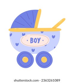 Boy Baby Carriage Vector Illustration
