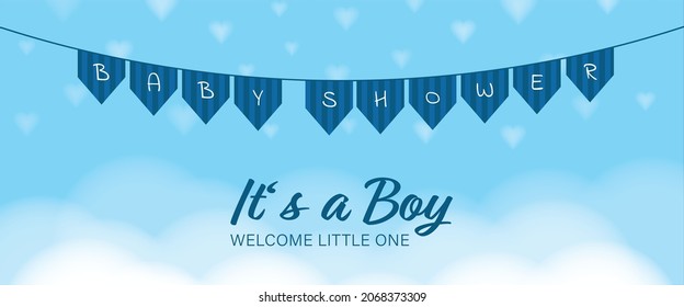It's a Boy - Baby Shower. Card with pennant icons on it.