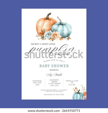 Boy Baby Shower Fall Pumpkin Rustic Invitation
