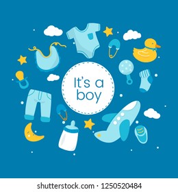 Its a boy baby shower invitation card vector