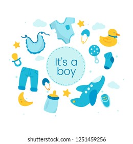 Its a boy baby shower invitation card vector