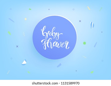 It's a Boy  Baby Shower invitation template. Handwritten lettering. Vector illustration. 