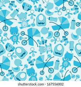 Boy baby shower seamless pattern.