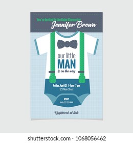 Boy Baby Shower Theme Invitation Template with polka dots onsie