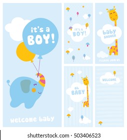 it's a boy, baby shower and welcome cards