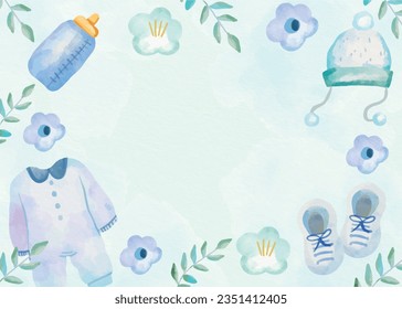 its a boy. It's a boy background. baby boy. gender reveal background. Vector Illustration. Poster, Banner, Greeting Card, Invitation Card. baby announcement concept. Baby is coming. Blue Background.