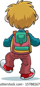 boy with a backpack on his back.