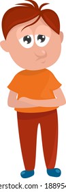 Niño de mal humor, ilustración, vector de fondo blanco