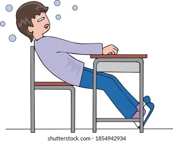 Boy with bad posture sitting on a chair