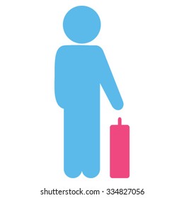 Boy Baggage vector icon. Style is bicolor flat symbol, pink and blue colors, rounded angles, white background.